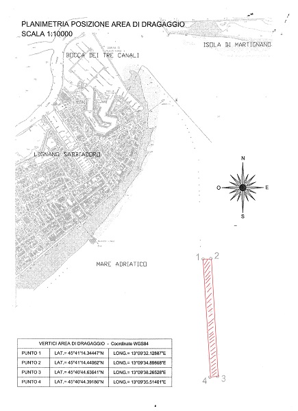 DRAGAGGI PORTO LIGNANO 2015: IDENTIFICATA AREA DI ASPORTO