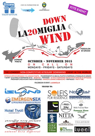 KITESURF: LA 20 MIGLIA DOWNWIND Fossalon di Grado-Lignano S. UD ottobre-novembre 2015
