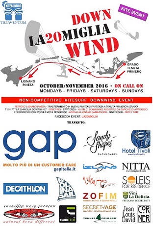 LA 20 MIGLIA DOWNIWND GRADO-LIGNANO... PRONTI I KITERS CON TAVOLE E VELE