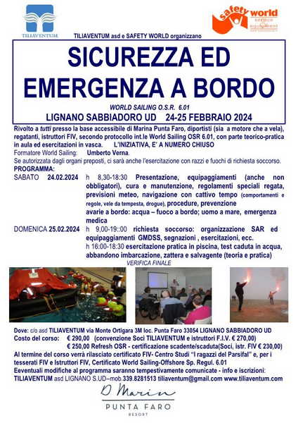 CORSO SICUREZZA E EMERGENZE A BORDO 24-25/02/2024 A LIGNANO S. secondo prot WS OSR 6.01