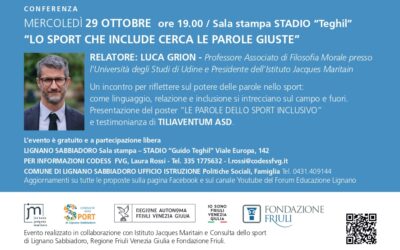 Lo Sport che include cerca le parole giuste - Incontro a Lignano 29/10/2025 h 19:00