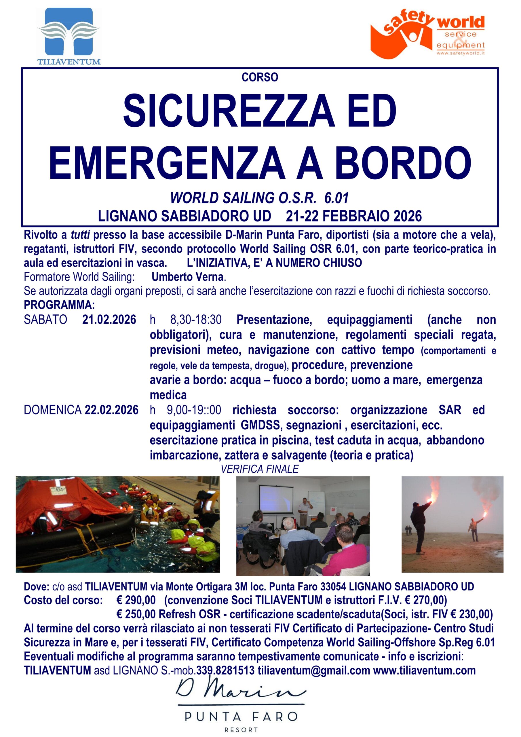 Locandina CORSO SICUREZZA E EMERGENZE A BORDO 21-22 feb 2026 a LIGNANO S. secondo prot WS OSR 6.012026