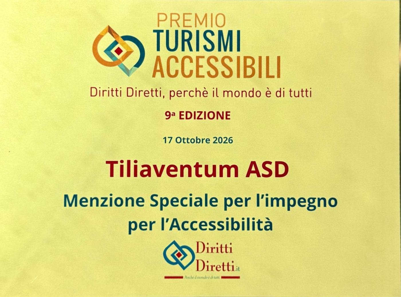 Premio Internazionale Turismi Accessibili, la consegna della menzione speciale a Tiliaventum Premio Internazionale Turismi Accessibili, la consegna della menzione speciale a Tiliaventum